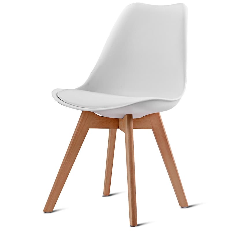 Modern Dining Chair Set of 4 with Soft Padded Seats and Solid Wood Legs for Home or Cafe - 19" x 20.5" x 33" ( W x D x H )
