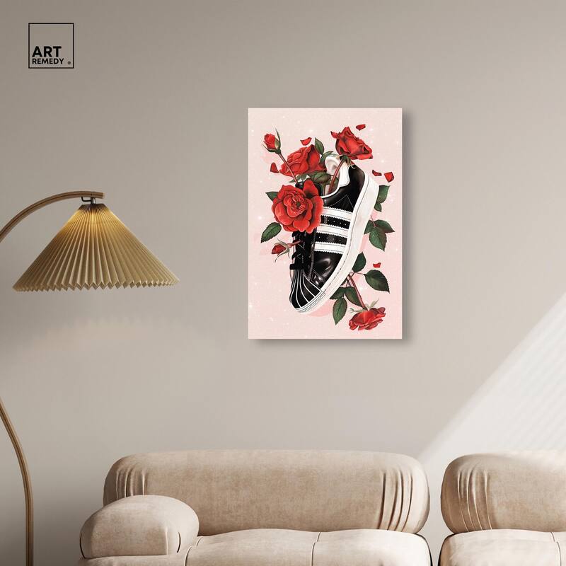 Sporty Sneaker Flowers Canvas by Art Remedy, Gallery Wrapped