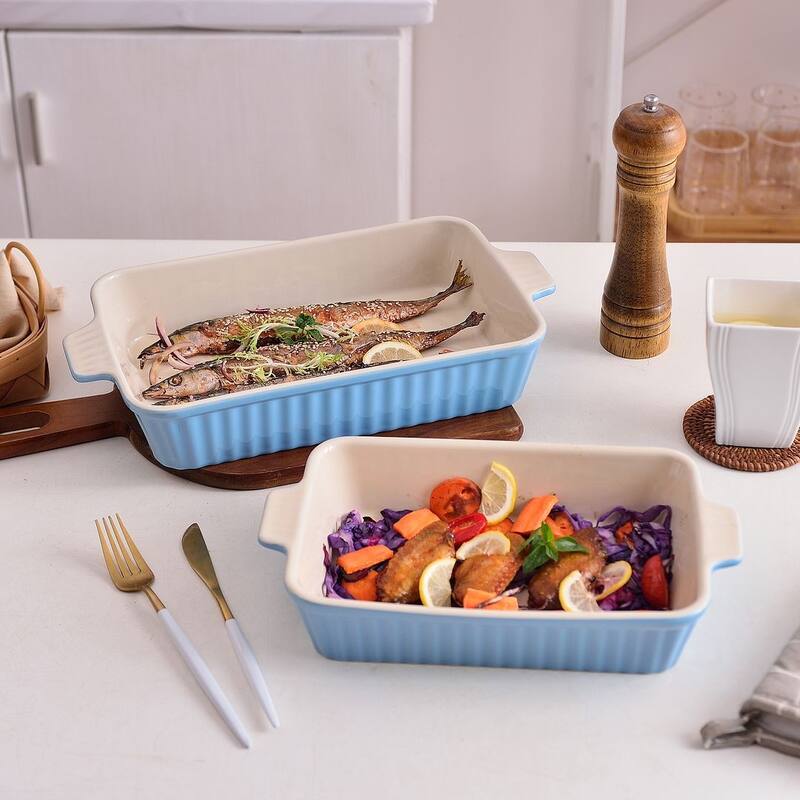 MALACASA Series Bake.Bake, Rectangle Porcelain Bakeware Set