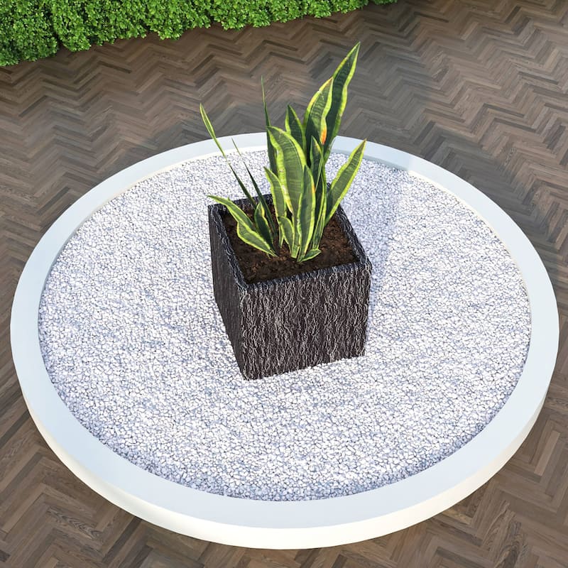 Verdura Modern 3-Piece Square Planter Pot in Fiberstone and Clay with Drainage Holes for Home Garden Office Patio Porch Yard