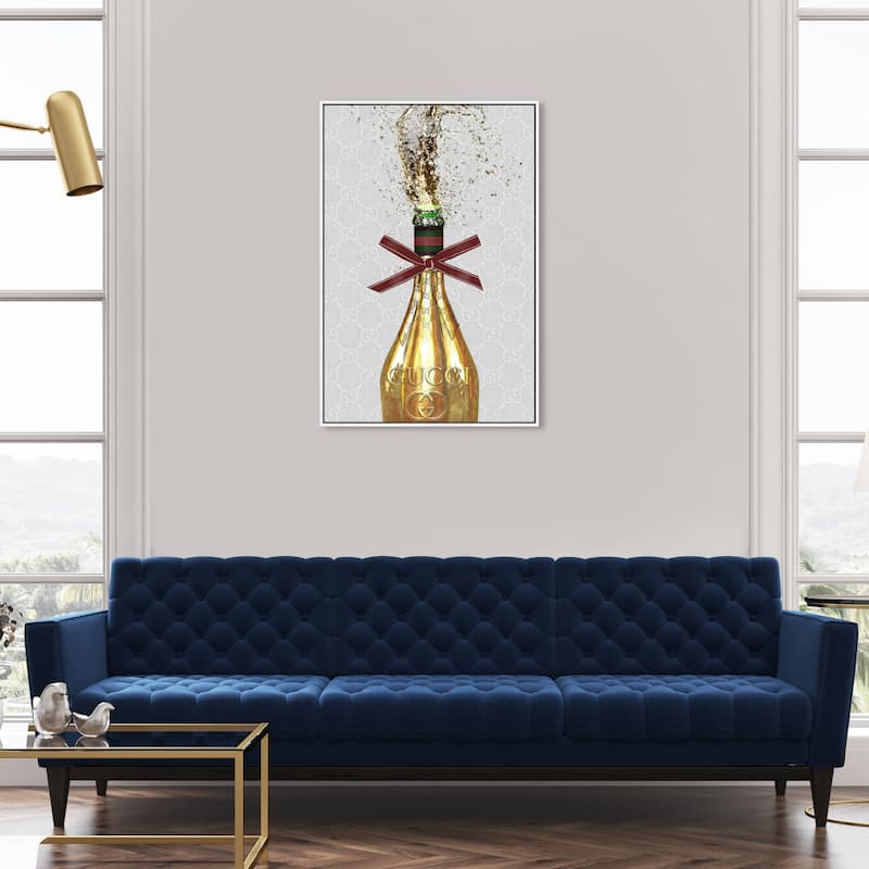 Oliver Gal 'Italian Champagne Ribbon II' Fashion Gold Wall Art Canvas ...
