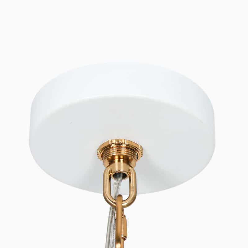Seticy Modern Wagon Wheel Chandeliers with Accent White Gold Shaded Cone Glass for Dining Room - D 25" x H 21.5"