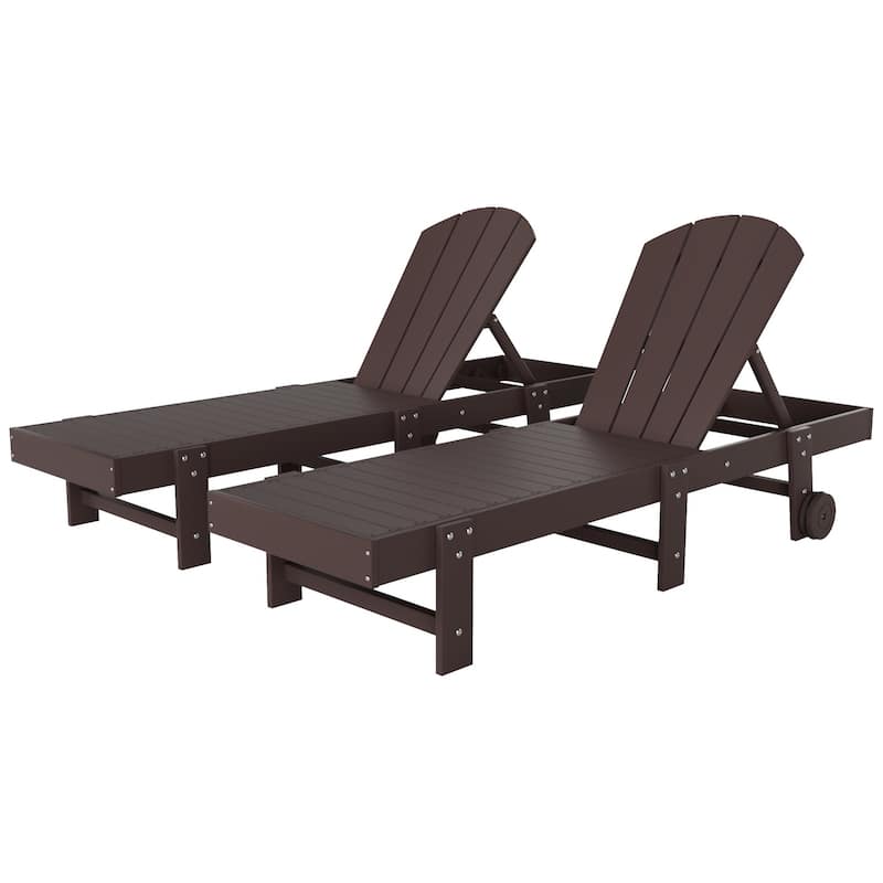 Polytrends Laguna Hdpe All Weather Outdoor Patio Pool Reclining Armless Chaise Lounge With Wheels (Set Of 2)