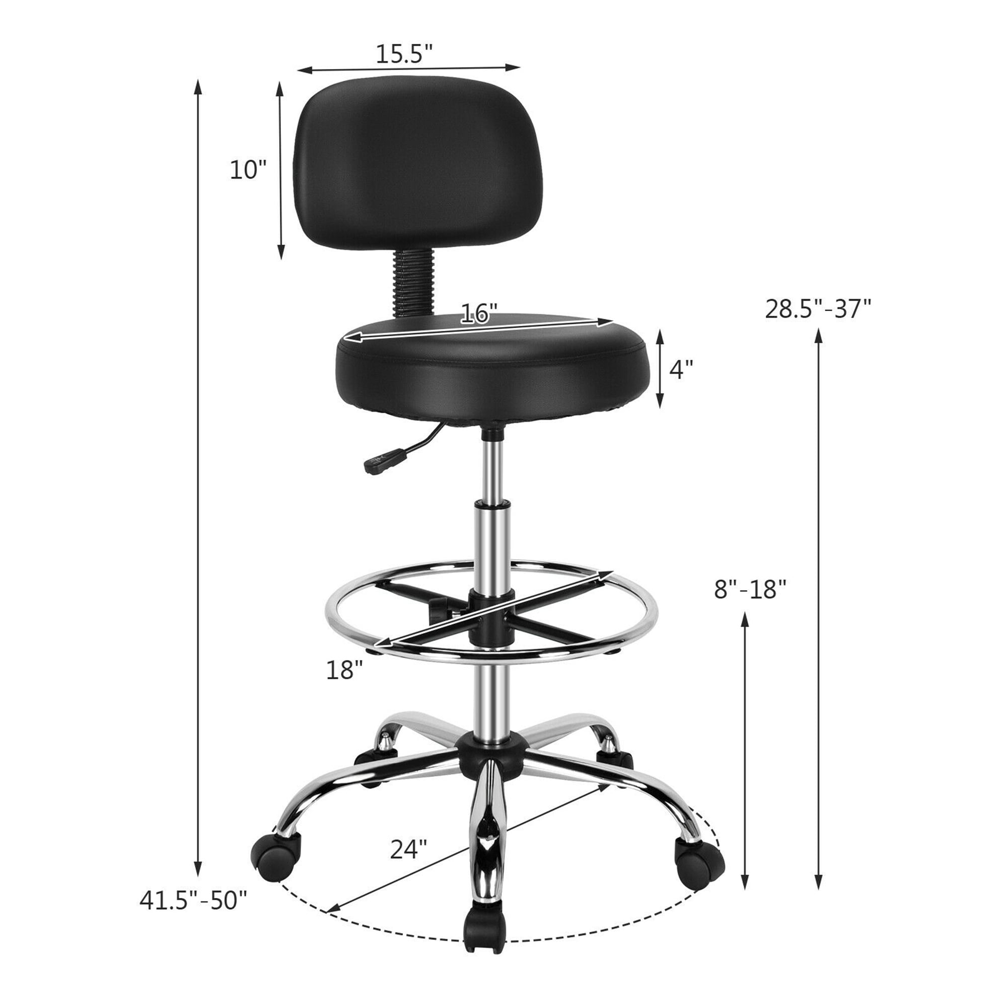 Office Chair Drafting Stool Tractor Seat Tall Height Swivel Bar Work Table Black 
