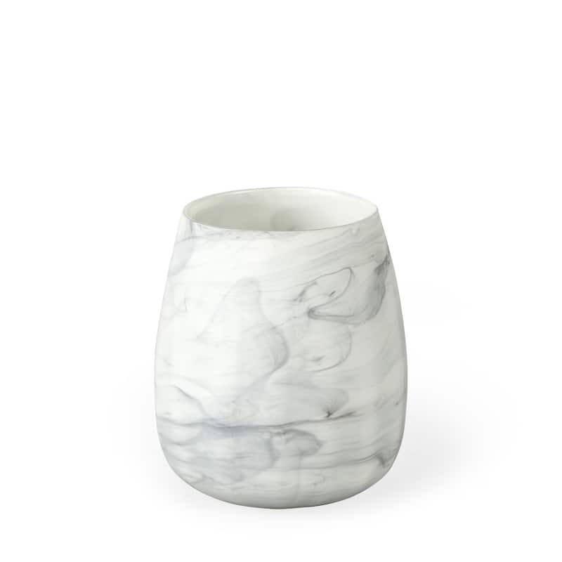 Gray and Cream Marble Design Glass Vase - 7" W x 8" H x 7" D