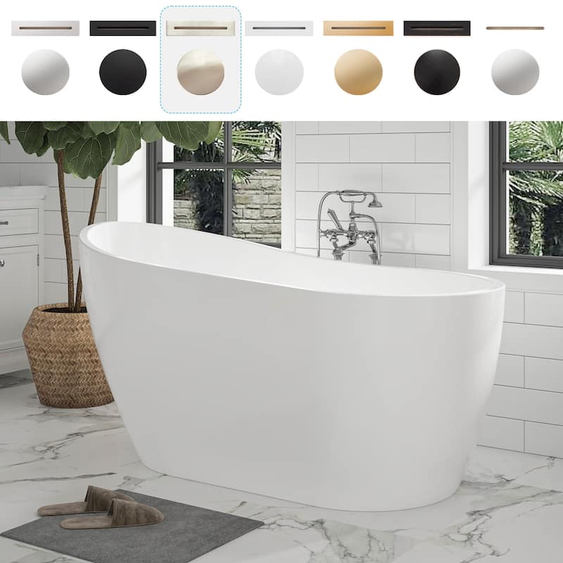 Vanity Art 54" X 28" White Acrylic Freestanding Bathtub