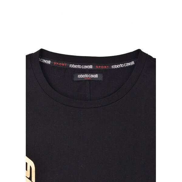 Shop Roberto Cavalli Sport Mens Ss19 Black Cotton Snake T Shirt