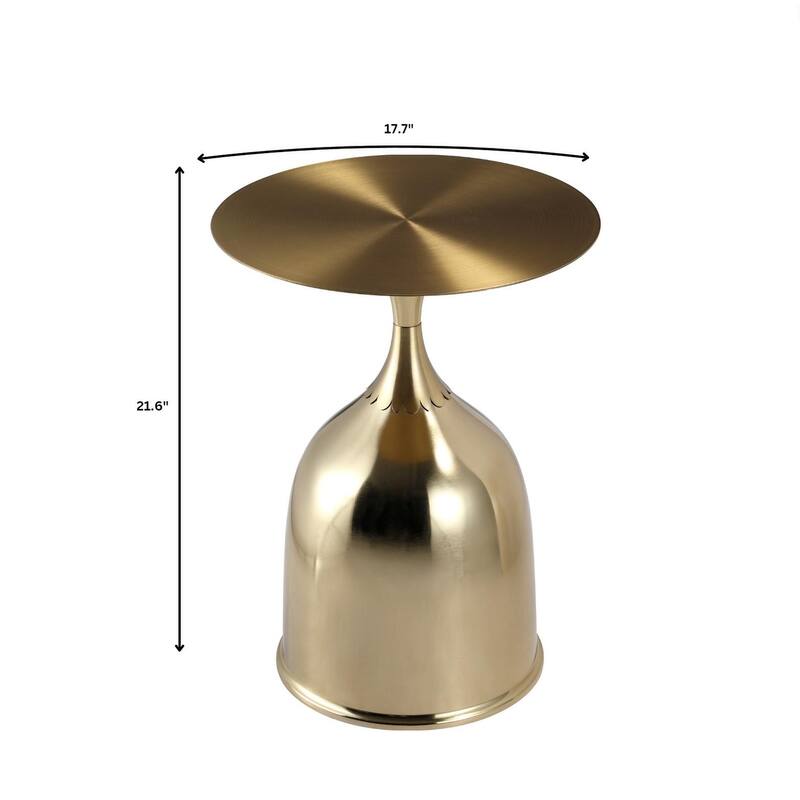 Leisuremod Oslo Side Table Round Stainless Steel Top and Pedestal Base
