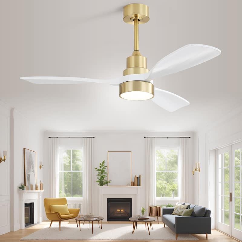 Sofucor 48 Inch Ceiling Fan with Light and Remote,Solid Wood Blades Low Profile,Smart Optional Work with Alexa/Google/App