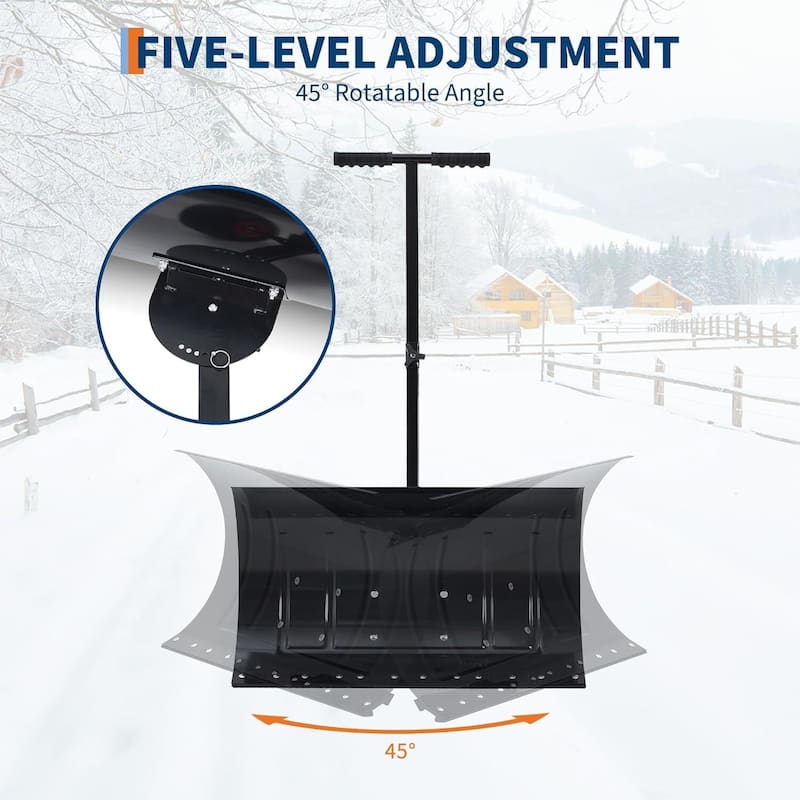 29x16.54 in Rolling Snow Shovel with Wheels for Driveway, Sidewalk, and Patio