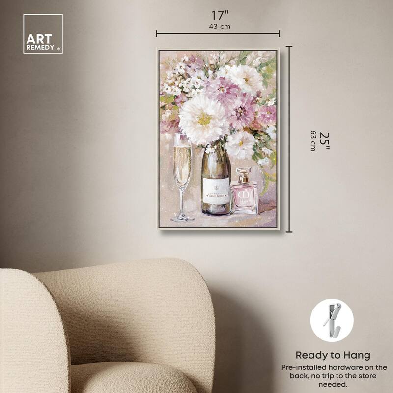 Light Floral Champagne Vase Canvas by Art Remedy