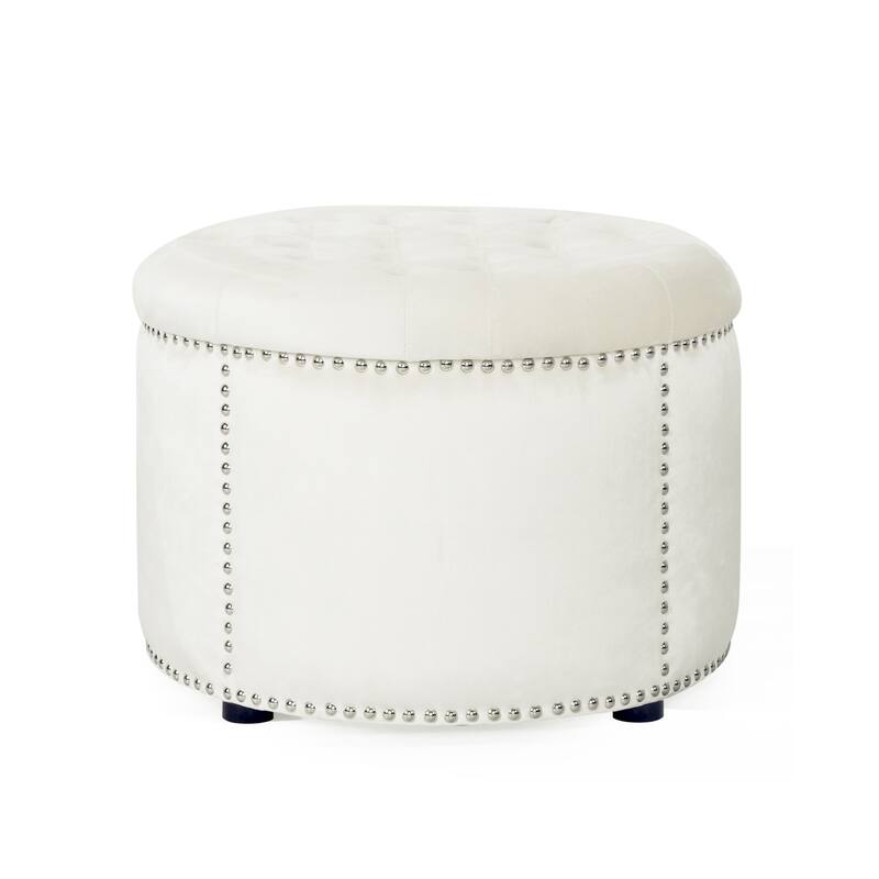 Anmytek Velvet Round Ottoman Plush Footrest Seat Home Decor