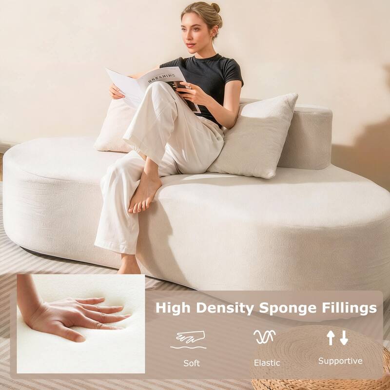 Costway 78.5" Sofa Couch Upholstered Curved Sofa with 2 Cozy Pillows - See Details