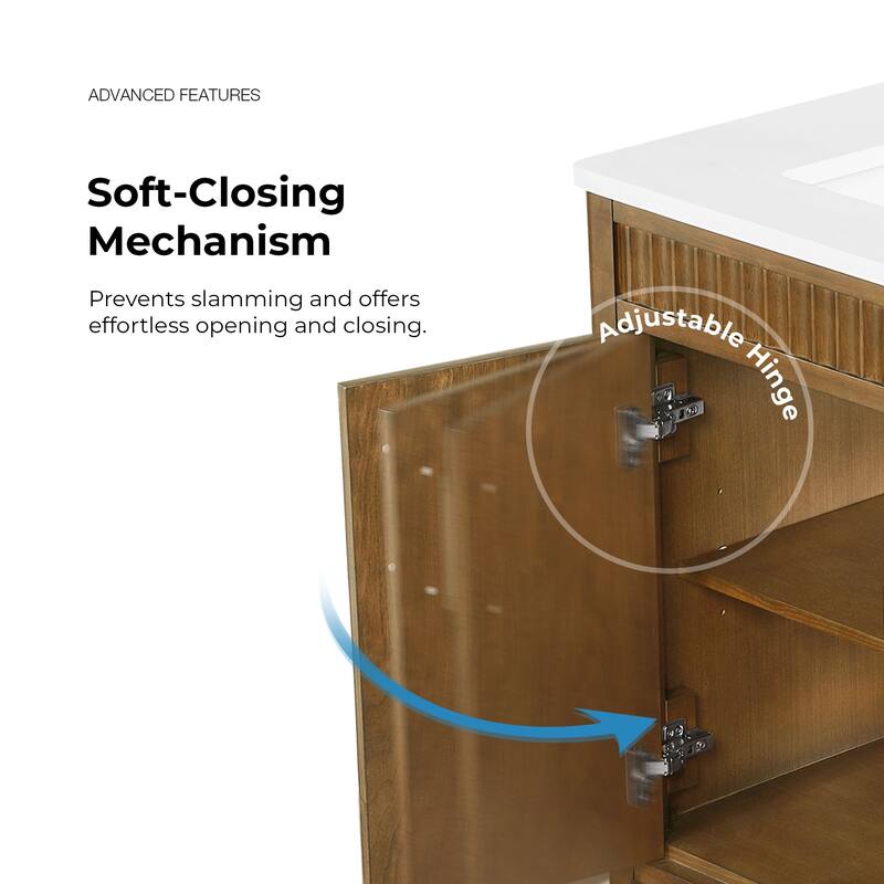 Juliette Warm Walnut Bathroom Vanity with White Quartz Top