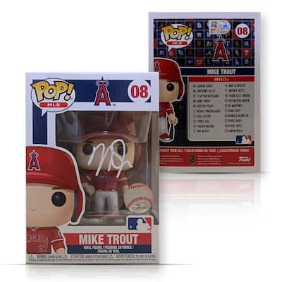 Mike Trout Autographed Los Angeles Signed Baseball Funko Pop 08 MLB Authenticated COA - 8'6" x 11'6"