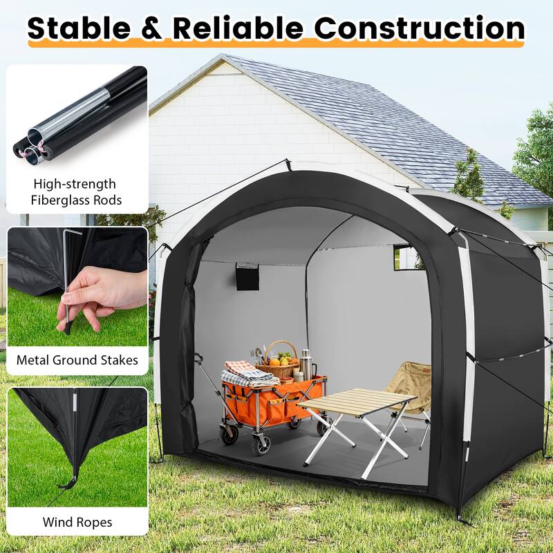 Gymax Bike Storage Tent w/ Window Floor Portable Garage Shed for 5