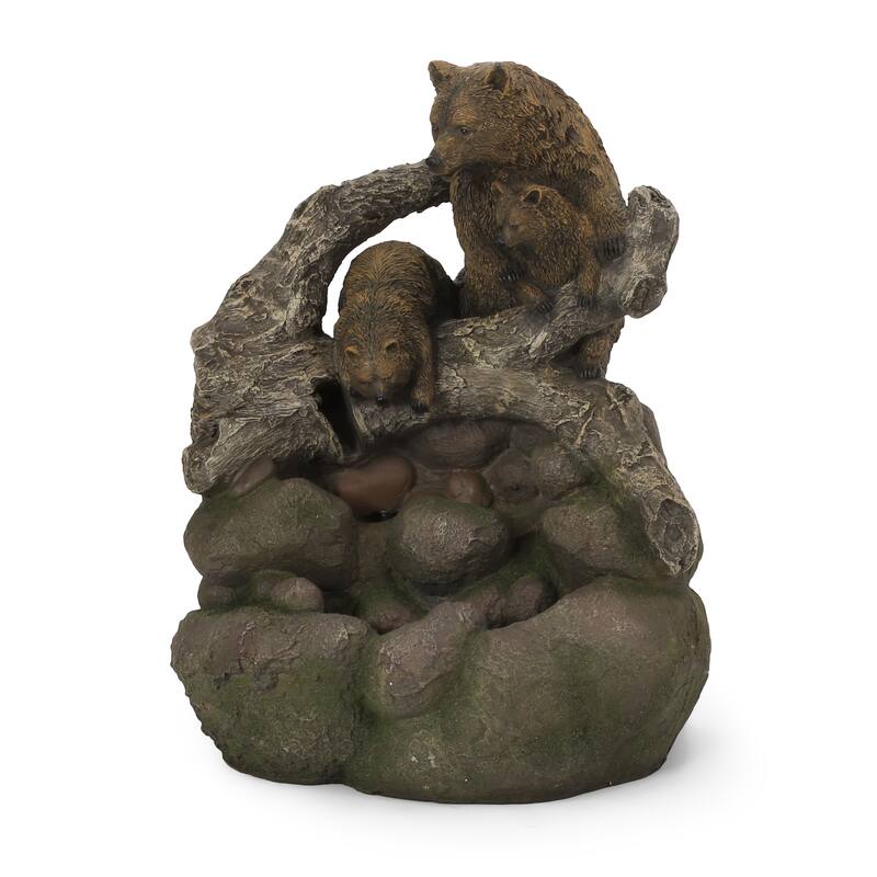 24.75" H Outdoor Fountain, Weather Resistant Floor Fountain with Light - 24.75"H - Brown - 24.75"H