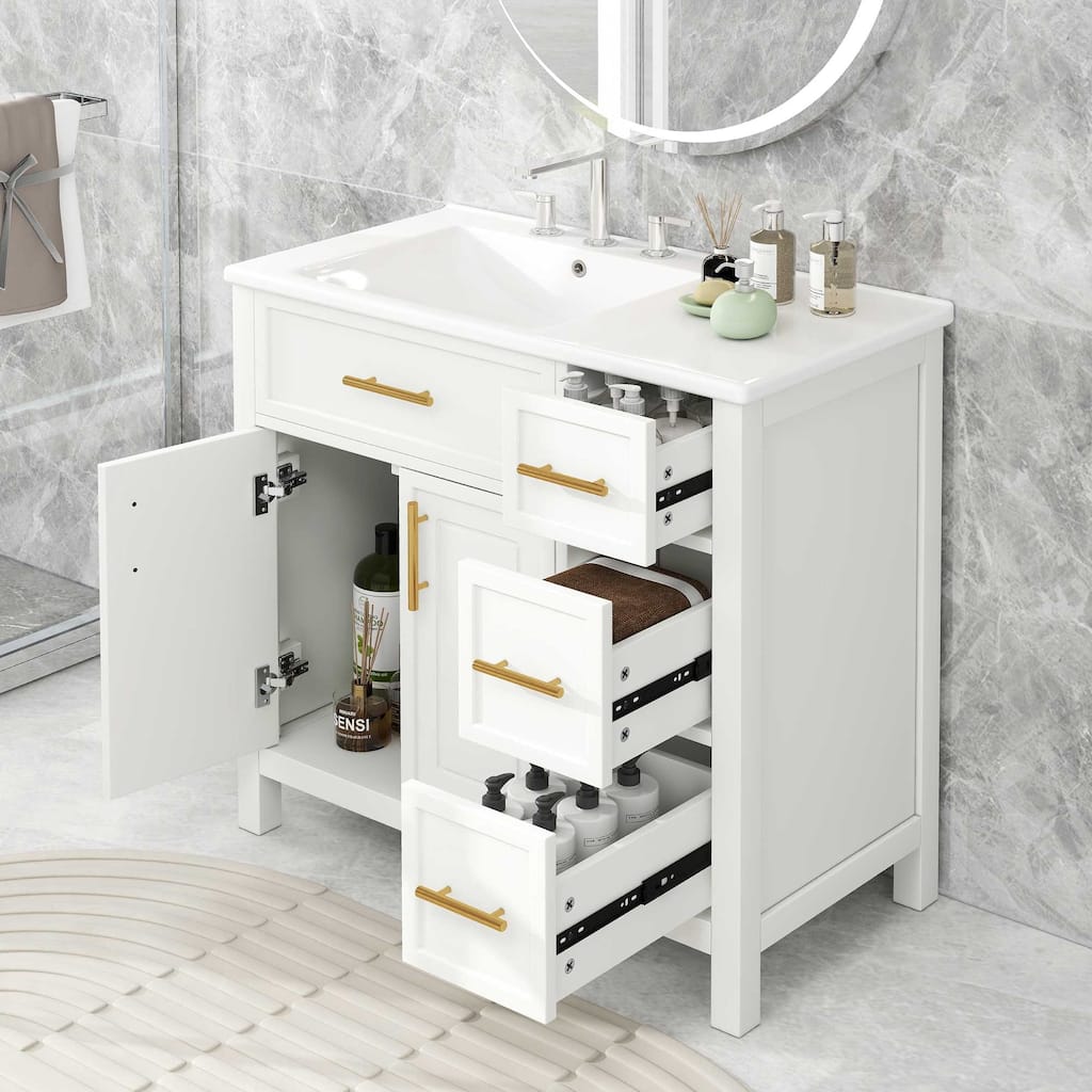 Bathroom Vanity with Sink Top and Three Drawers
