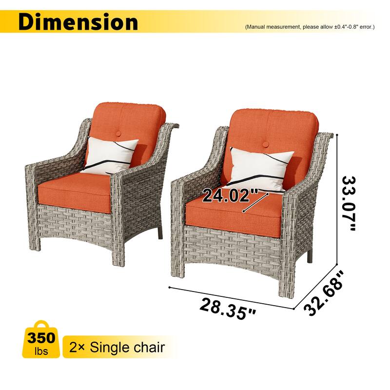 XIZZI 2-piece Patio Furniture Wicker Outdoor Chair Set
