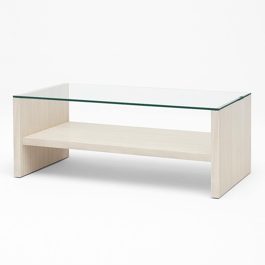 Meridian Coffee Table with shelf stone top in modern living roomspaces