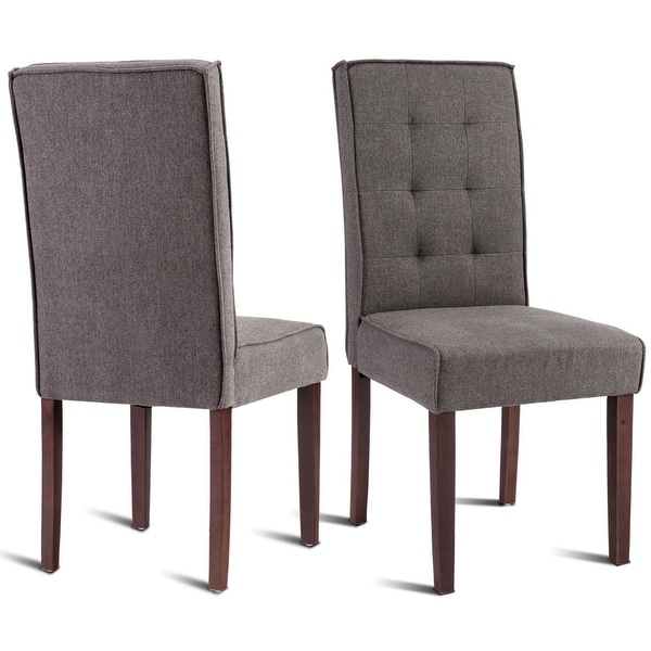 Shop Gymax Set Of 2 Parson Dining Chair Linen Fabric