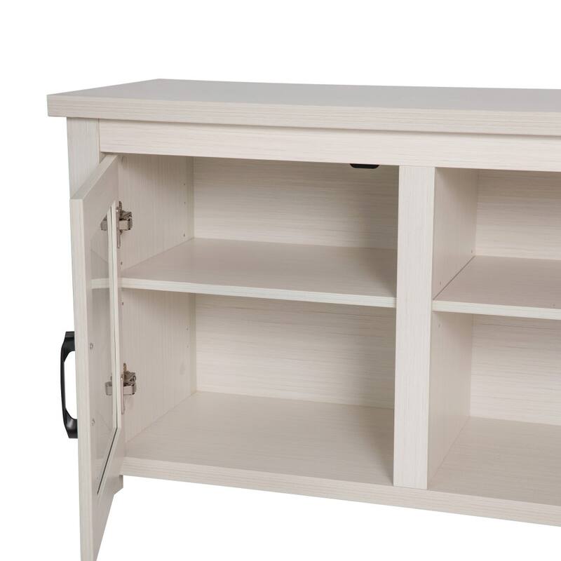 Classic TV Stand for up to 80" TVs-Glass Fronted Doors-Modern Finish
