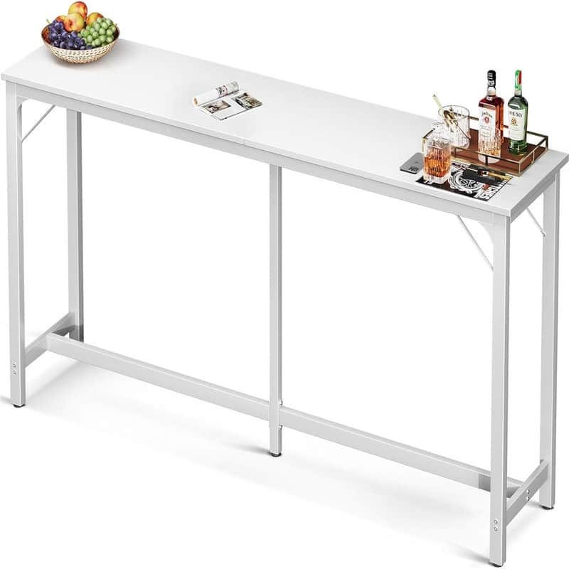 Bar Height Pub Table - 71"D x 15.8"W x 39.2"H - White 63Inch