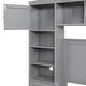 preview thumbnail 10 of 34, Full Size Wooden Bed with All-in-One Cabinet, 10-Shelves, & 4-Drawers, Grey