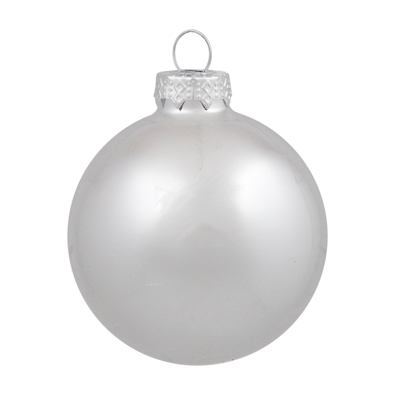 Shiny and Matte Glass Ball Christmas Ornaments - 2.5" - Silver - 40ct