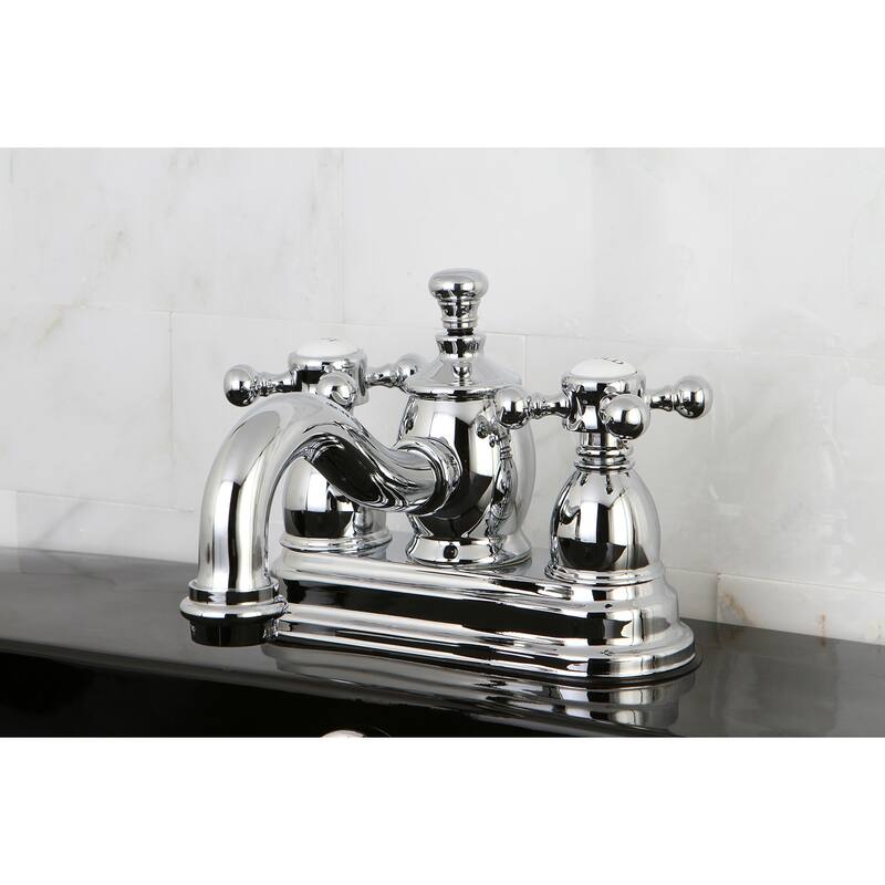 Kingston Brass English Country Two-Handle 3-Hole Deck Mount 4 in. Centerset Bathroom Faucet in Polished Chrome - Polished Chrome