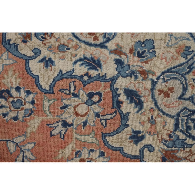 Distressed Kashan Persian Antique Area Rug Handmade Wool Carpet - 7'2"x 10'0"