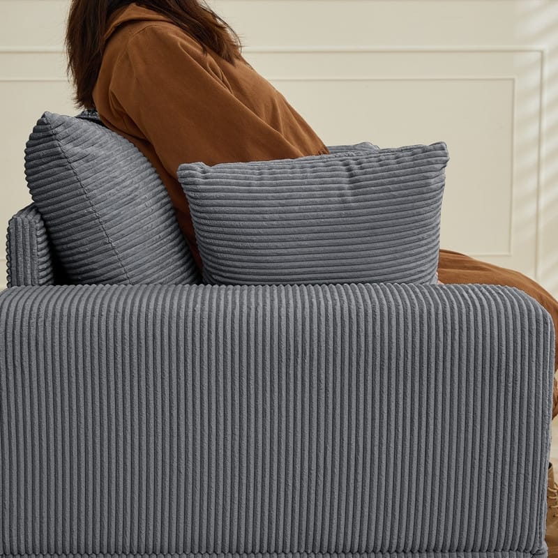 Mixoy Extra-Large Corduroy Upholstered Modular Sectional Sofa Set,Deep Seat Sleeper Chair with Ottoman - 2+1