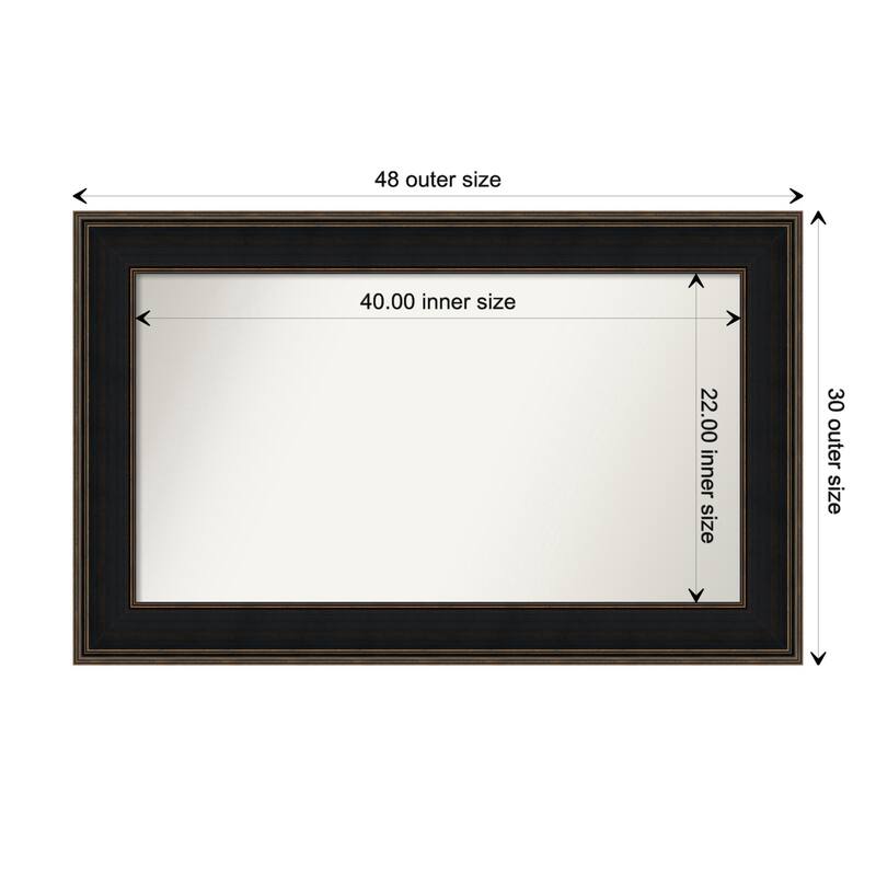 Mezzanine Espresso Framed Non-Beveled Custom Wall Mirror, Bathroom Vanity Mirror - Outer Size: 47.75 x 29.75