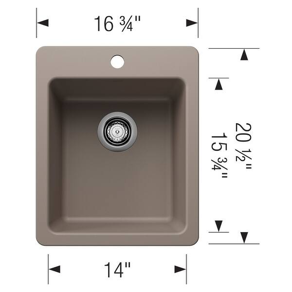 dimension image slide 3 of 7, Blanco 443237 Liven 16-3/4" Drop-In/Undermount Single Basin SILGRANIT