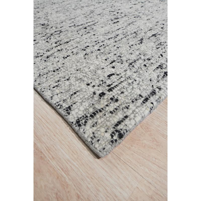 Hand-Knotted Wool Modern Solid Rug, 8' x 10', Ivory Area Rug, Luxurious Soft Texture for Home Decor - L