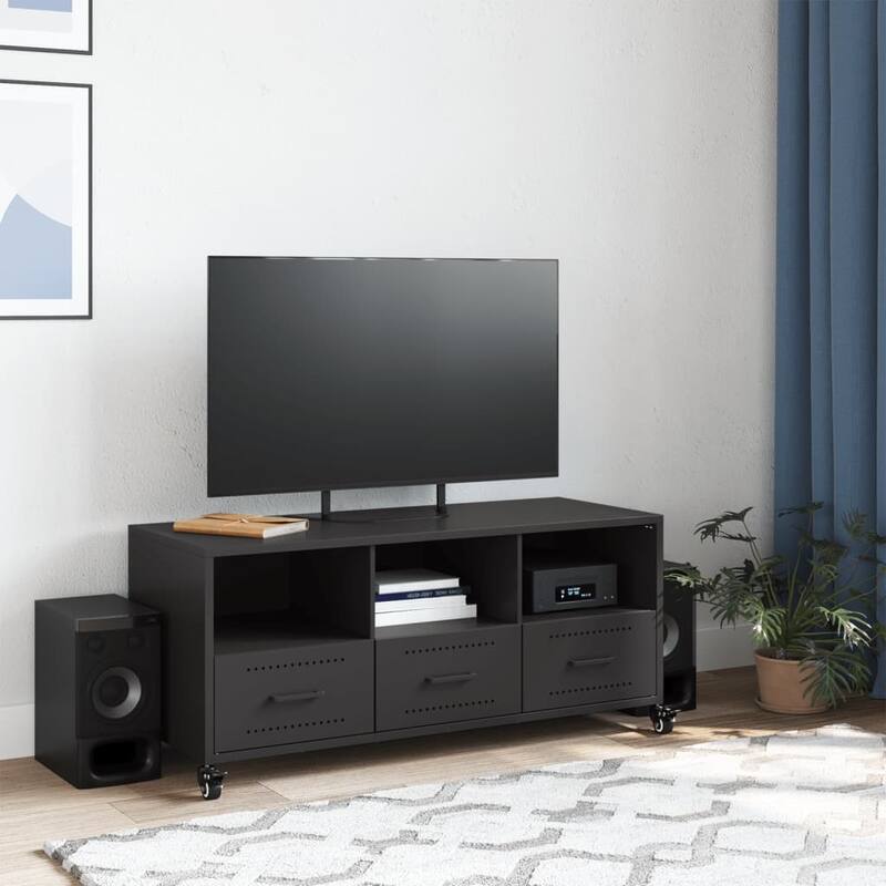 vidaXL TV Stand Entertainment Center Sideboard Media unit Cold-rolled Steel - 15.4 x 39.6 x 17.1