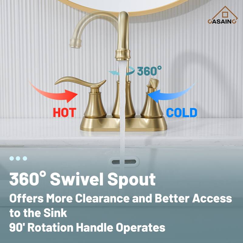 4 in. Centerset Double Handle Bathroom Faucet with Drain Kit Included