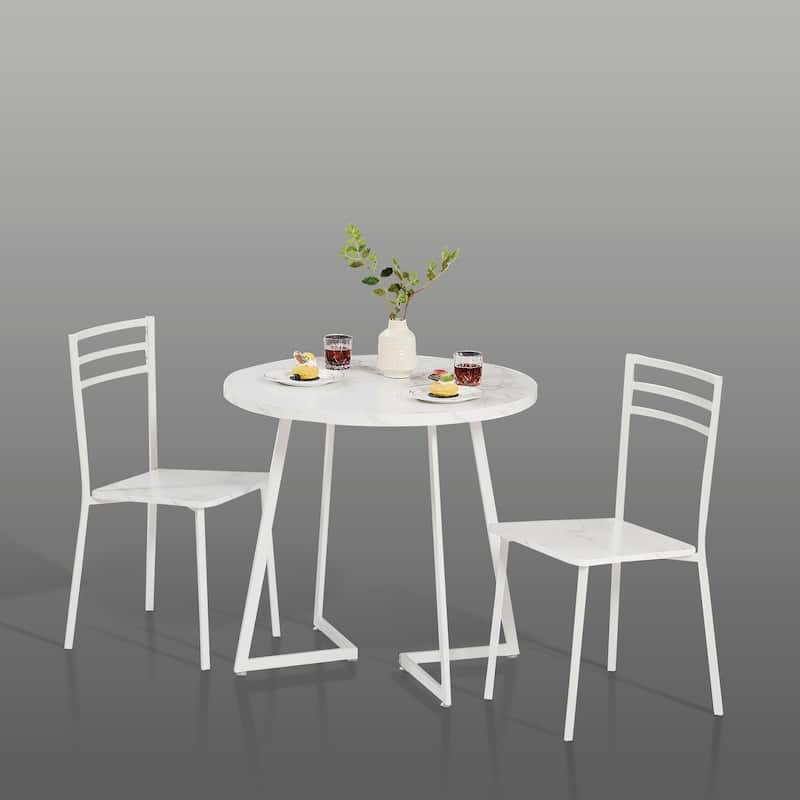 VECELO 3-Pieces Round Dining Sets for Small Spaces Butterfly Leg Table Dining Table Set of 3