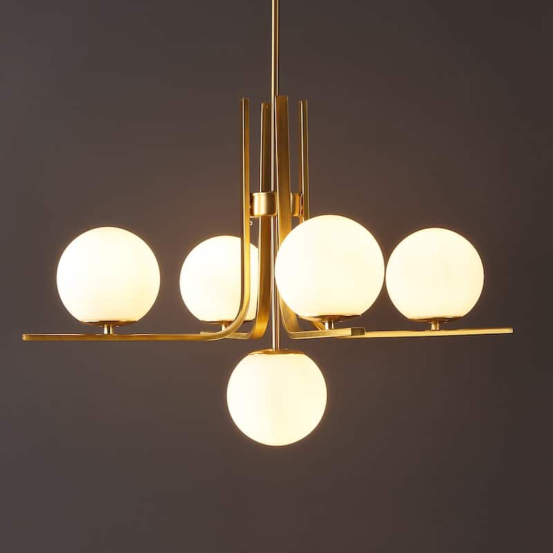 SAFAVIEH Lighting Akina 5 Light 30" Chandelier - 30" x 30" x 29-59" - withD/H - Brass