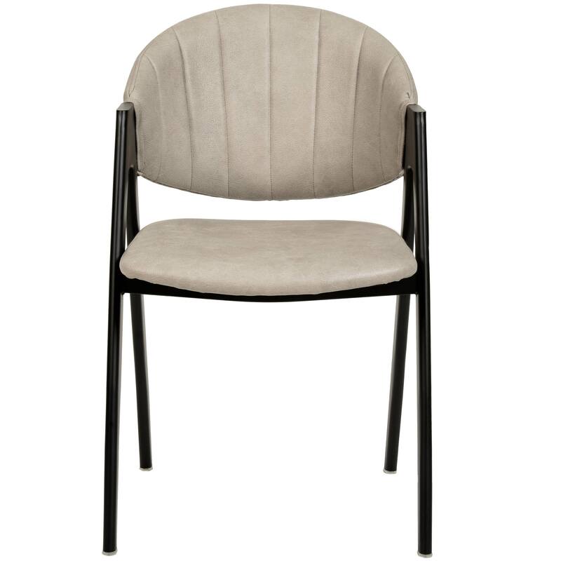 LeisureMod Mid-Century Modern Upholstered Dining Chair in Polyester with Curved Back and Iron Base for Home & Kitchen
