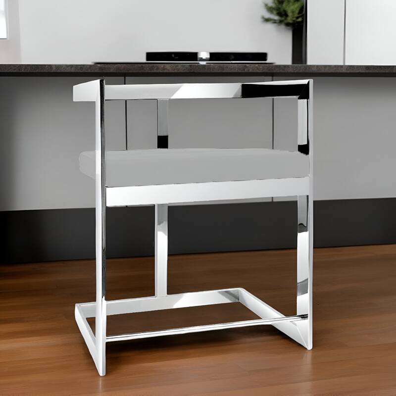 Velvet Stainless Steel Low Back Bar Chair with Armrests and Footrest