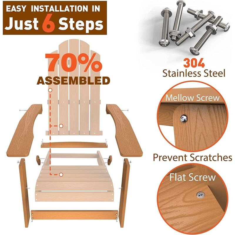 WINSOON HIPS All Weather Outdoor Folding Adirondack Chair