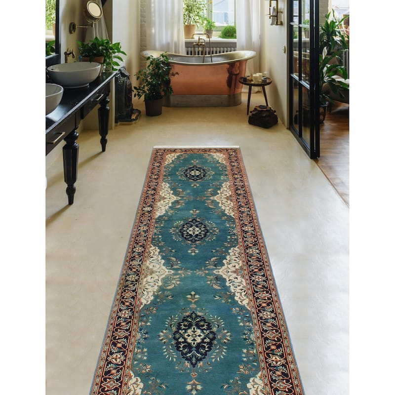 Distressed Basira Blue-Grey/Navy Runner - 2'6" x 10'0"