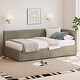 preview thumbnail 3 of 5, Twin Size Upholstered Daybed with Vertical Striped Design, L Shape Corner Bed with 2 Storage Drawers