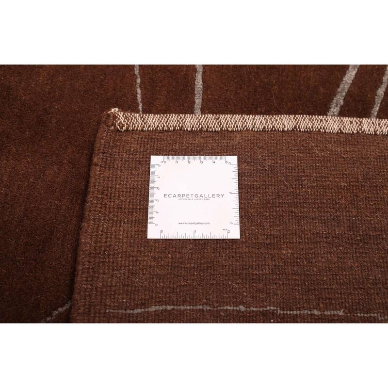 ECARPETGALLERY Hand-knotted Opulence Dark Brown Silk, Wool Rug - 7'11 x 10'0