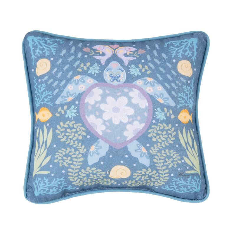 Turtle Coral Printed Throw Pillow