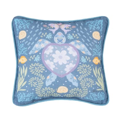 Turtle Coral Printed Throw Pillow