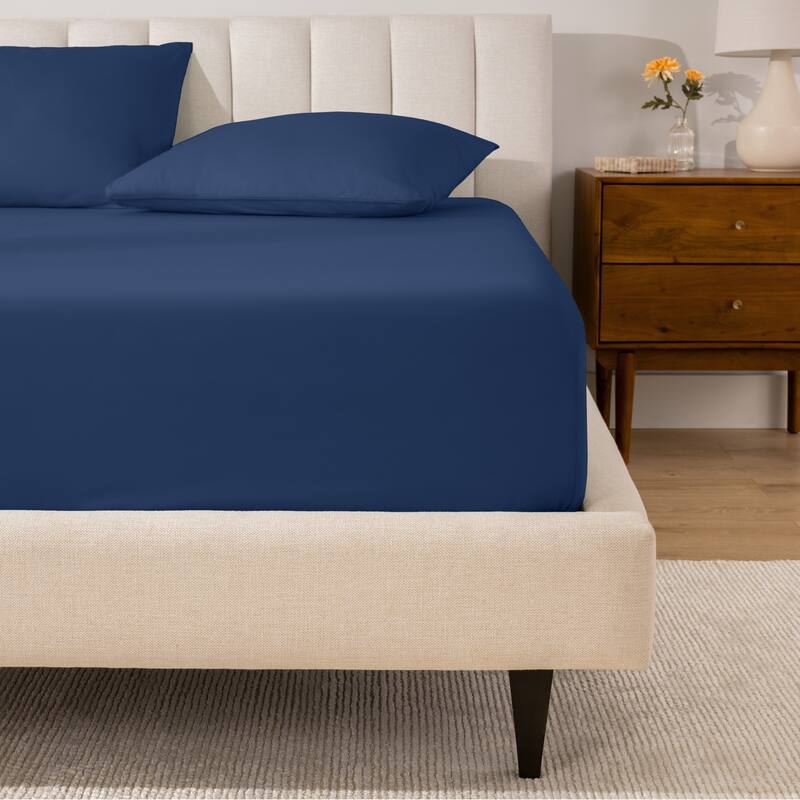 Bare Home Organic Cotton Percale Fitted Bottom Sheet