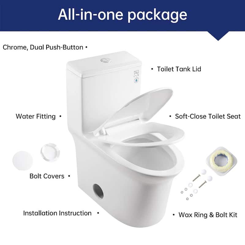 Super Quiet Flushing One-Piece Toilet with Soft-Close Seat