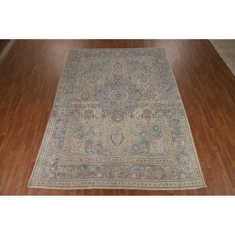 Floral Tabriz Persian Area Rug Hand-Knotted Traditional Wool Carpet - 8'1"x 11'1"